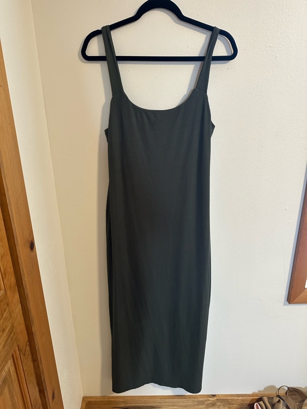 G.I.L.I. Olive Green Ribbed Midi Slip Dress